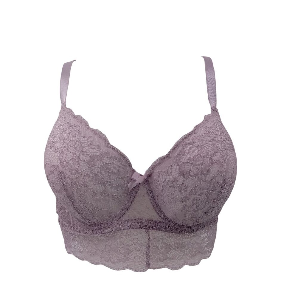 Body Culture Bra Purple 42D 42 D Lace Band Molded Lined Cups Underwire - Picture 2 of 9
